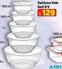 SAKLAMA KABI SETİ 5'Lİ fiyat ve kampanya bilgisi